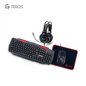 Kit 4 en 1 Teclado + Mouse + Auriculares + Mousepad TEROS TE-5014S
