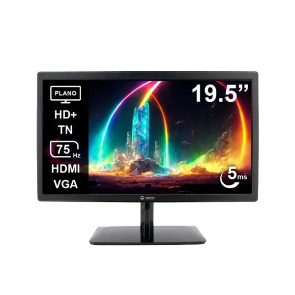 Monitor plano TEROS TE-1915S 19.5" HD+ TN 75Hz 5ms HDMI VGA negro, Speaker