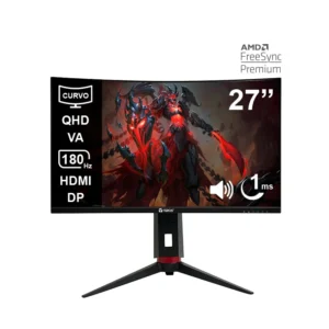 Monitor curvo gaming TEROS TE-2767G 27" QHD VA 180Hz 1ms HDMI DP AUDIO OUT PARLANTES negro