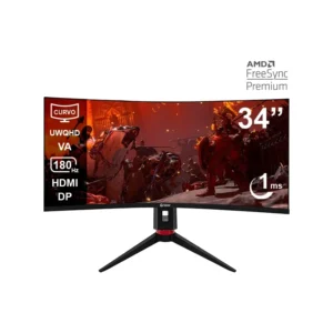 Monitor curvo gaming TEROS TE-3412G 34" UWQHD VA 180Hz 1ms HDMI DP AUDIO OUT negro
