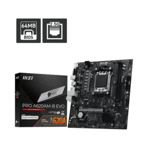 Motherboard MSI PRO A620AM-B EVO, Chipset AMD A620A, Socket AM5, HDMI, VGA, mATX