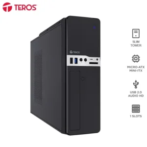 Case con fuente TEROS TE-1032S, Slim, MICRO-ATX / MINI-ITX, USB, Audio, 250W