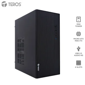 Case con fuente TEROS TE-1035S, Mini Tower, MICRO-ATX / MINI-ITX, USB, Audio, 250W